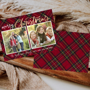 Duo Tartan Noël Carte photo