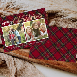 Duo Tartan Weihnachten Karierte Fotokarte Einladung