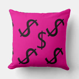 Duo-Ton-Dollar-Dollarzeichen Rosa Rot  Kissen