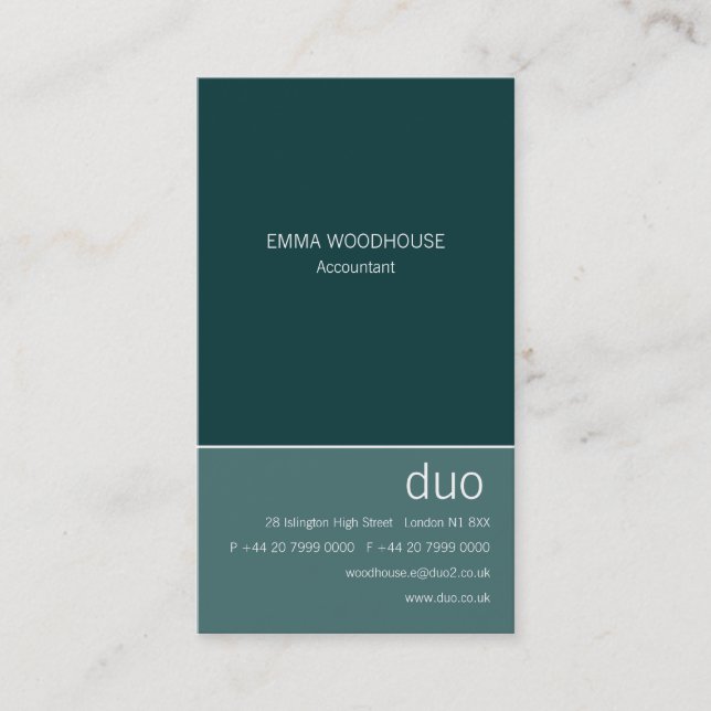 Duo-vertikales aquamarines visitenkarte (Vorderseite)