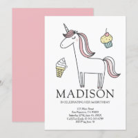 Duodle Duodle Unicorn Sweets Invitation Anniversai