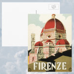 Duomo Italien Florenz Postkarte<br><div class="desc">Vintage Darstellung des europäischen Reiseplakats oder Gepäcklabels aus Florenz, Italien mit der Cattedrale di Santa Maria del Fiore, dem Florentiner Dom oder dem Florentiner Dom. Klassische italienische religiöse Architektur.</div>