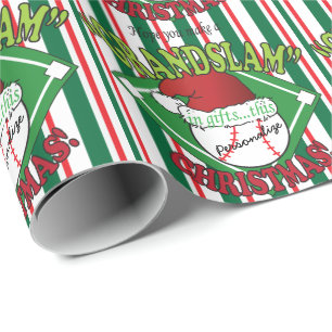 *DUPE Grand Slam Baseball Weihnachten   DIY Name Geschenkpapier