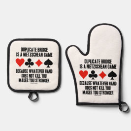 Duplicate Bridge ist ein Nietzschean-Spaß Ofenhandschuh & Topflappen-Set
