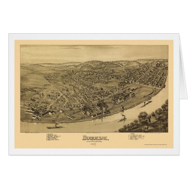 Duquesne, panoramische Karte PAs - 1897 (Vorderseite (Horizontal))