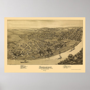 Duquesne, panoramische Karte PAs - 1897 Poster