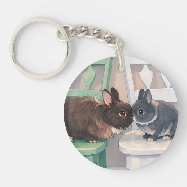 Durable Acrylic Key Chain - Two Rabbits Schlüsselanhänger (Vorderseite)