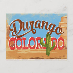 Durango Colorado Cartoon Desert Vintage Travel Postkarte