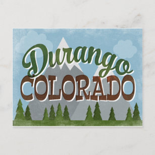Durango Colorado Fun Retro Snowy Mountains Postkarte