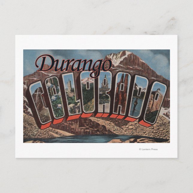 Durango, Colorado - Große Buchstabenszenen Postkarte (Vorderseite)