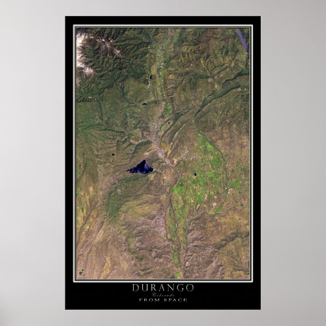 Durango Colorado von Space Satellite Karte Poster (Vorne)