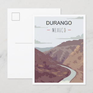 Durango Mexico Art Vintage Reise Illustration Postkarte