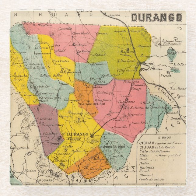 Durango, Mexiko Glasuntersetzer (Vorderseite)