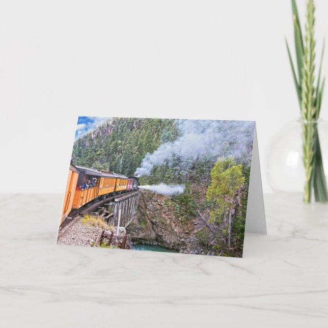 Durango & Silverton Eisenbahn-Lokomotive auf Brück Karte (Vorderseite)