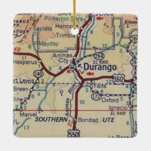 Durango Vintage Map Keramikornament