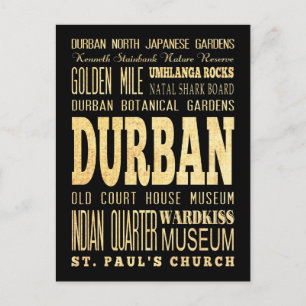 Durban City South Africa Typografy Art Postkarte