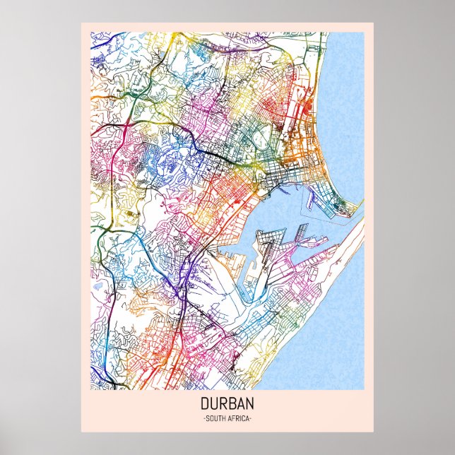 Durban South Africa City Map Poster (Vorne)