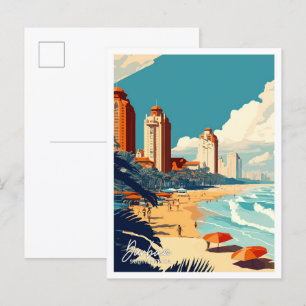 Durban Südafrika Reise Vintage-Illustration Postkarte