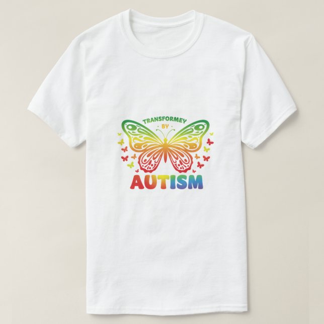 Durch Autismus verändert - farbenfroher Schmetterl T-Shirt (Design vorne)