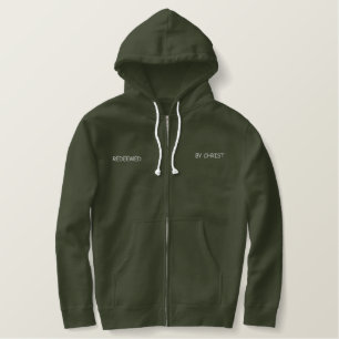 Durch Christus Erlöst Bestickter Herren-Christen-H Hoodie