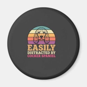 Durch Cocker Spaniel Retro Hund leicht abgelenkt Magnet