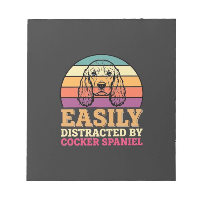 Durch Cocker Spaniel Retro Hund leicht ablenkbar Notizblock (Vorderseite)