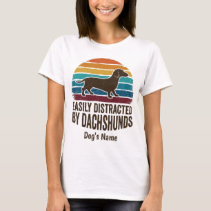 Durch Dachshunde leicht ablenkbar Retro-Sonnenunte T-Shirt