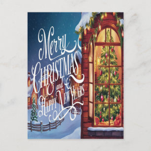 Durch das Feiertagsfenster Postkarte