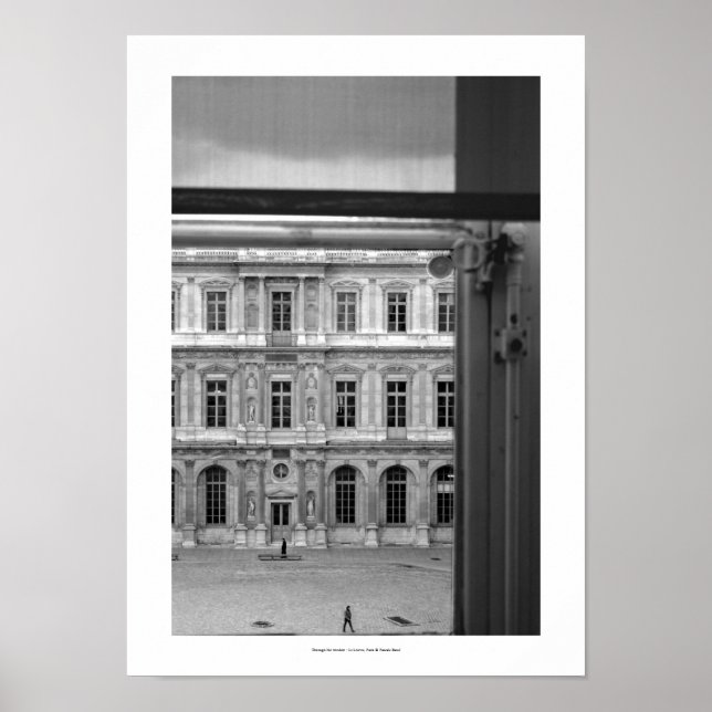 Durch das Fenster Le Louvre Paris B und W Poster (Vorne)