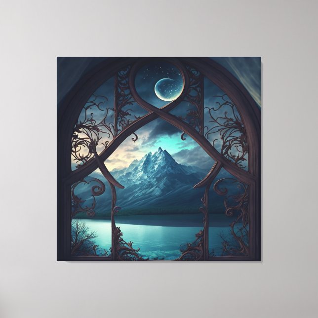 Durch das Fenster "Mondlicht" Leinwanddruck (Vorderseite)