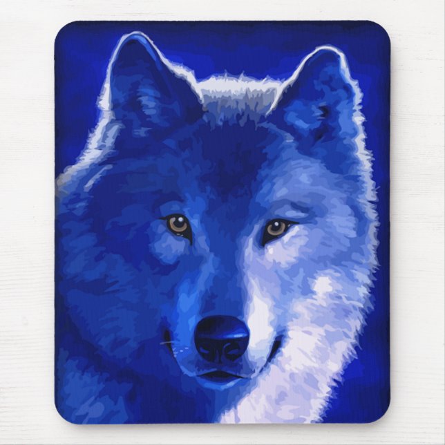 Durch das Licht des Mond-blauen Wolfs Mousepad (Vorne)