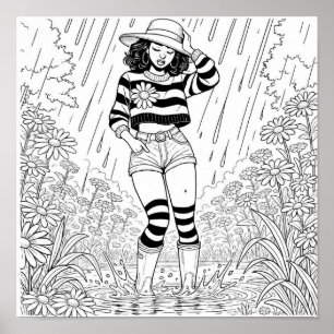 Durch das Puddle Coloring Poster