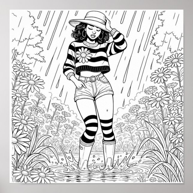 Durch das Puddle Coloring Poster (Vorne)