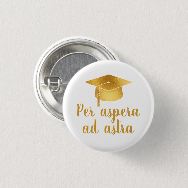 Durch das Rauhe zu den Sternen Lateinischer Spruch Button (Vorne & Hinten)