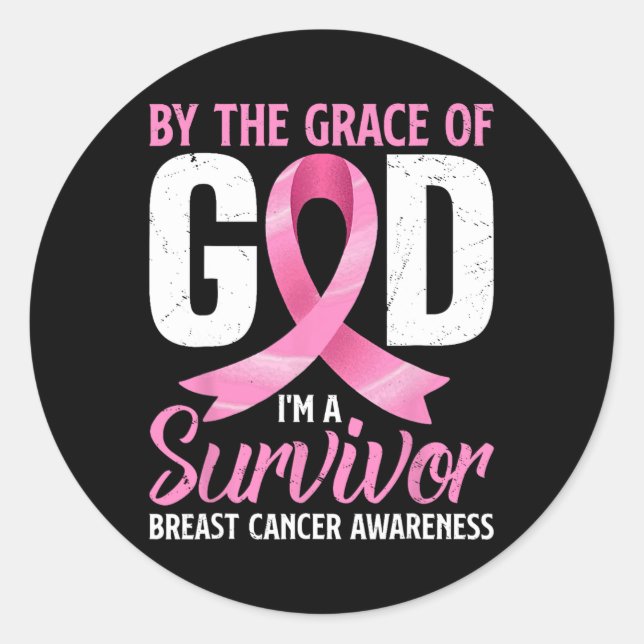 Durch den Gnaden Gott I#39;m ein Überlebender Brus Runder Aufkleber (Vorderseite)