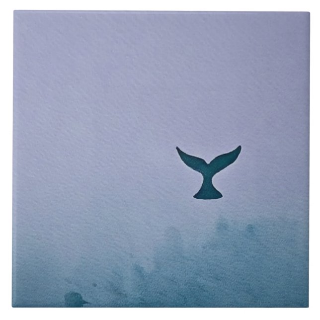 Durch den Nebel - Wal-Schwanz-Kunst Fliese (Vorderseite)