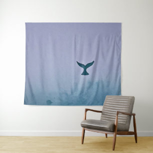 Durch den Nebel - Wal-Schwanz-Kunst Wandteppich