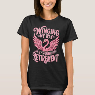 Durch den Ruhestand fliegend, lustiger Flamingo T-Shirt