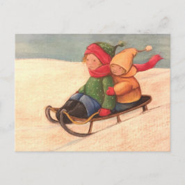 Durch den Schnee gleiten Postkarte