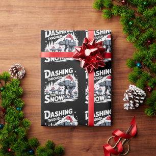 Durch den Schnee stürmen Weihnachten Familie Urlau Geschenkpapier