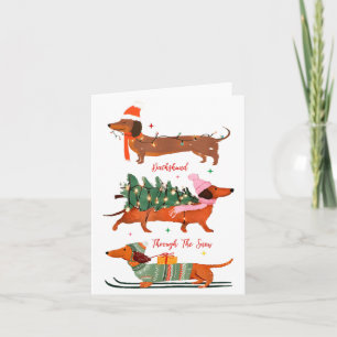 Durch den Schnee stürmen Weihnachten Wiener Dog Ho Karte