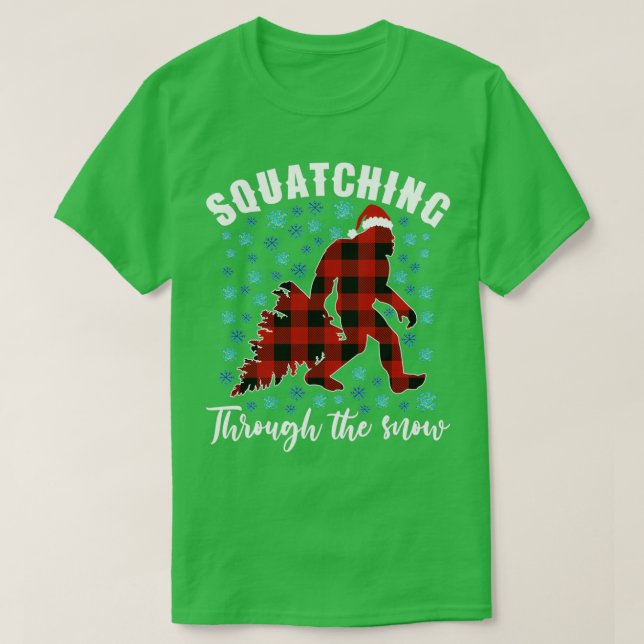 Durch den Schnee stürzen Kariert Buffalo Christma T-Shirt (Design vorne)