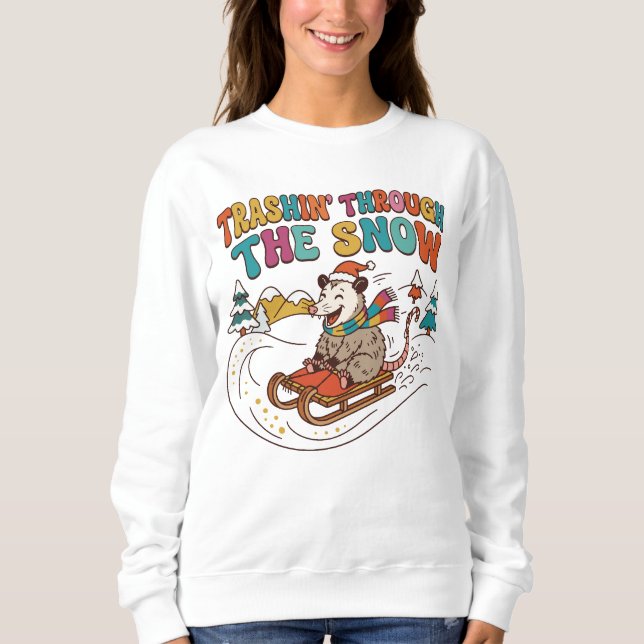Durch den Schnee trampeln. Sweatshirt (Vorderseite)