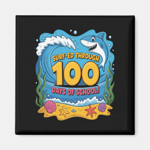 Durch die 100 Tage Schule gesurft Lustiger Hai Magnet