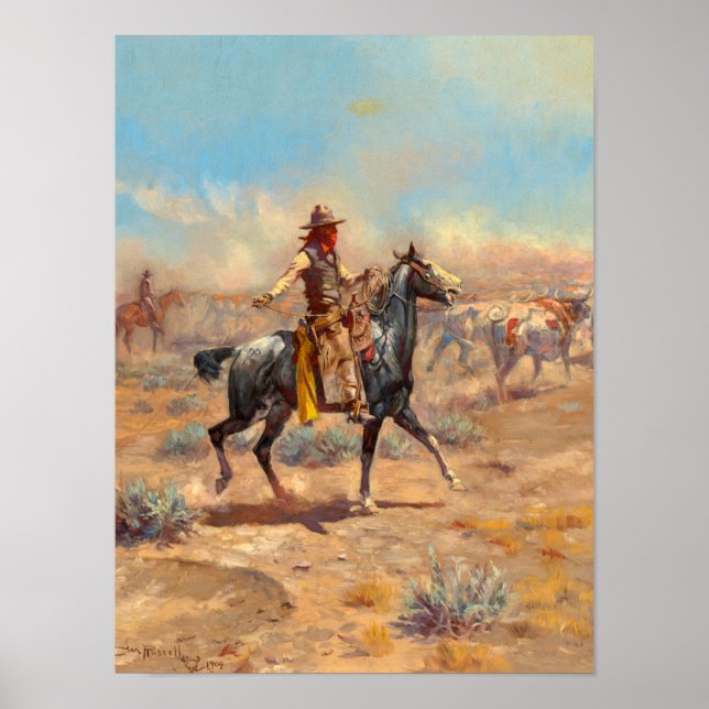 Durch die Alkali, 1904 von Charles Marion Russell Poster (Vorne)