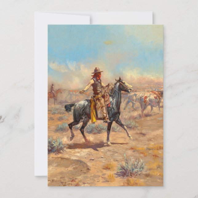 Durch die Alkali von Charles Marion Russell Einladung (Vorderseite)