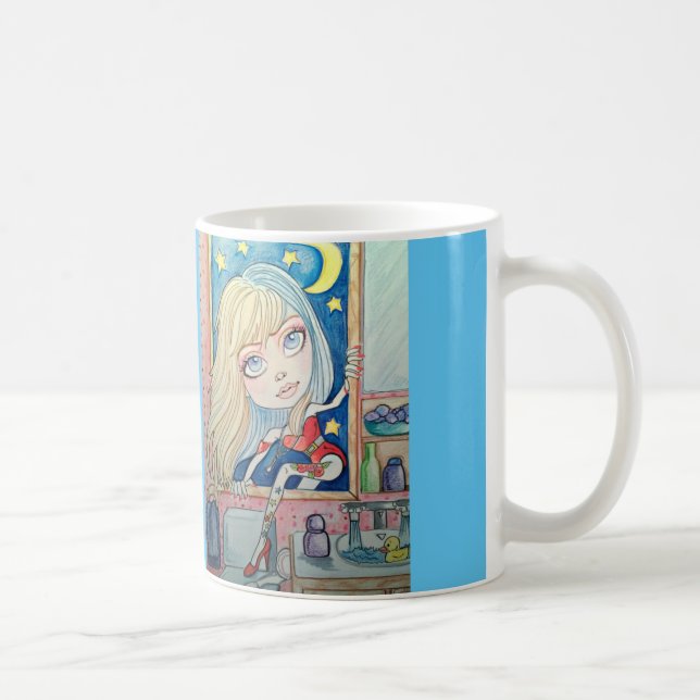 Durch die Badezimmer-Fenster-Kunst-Kaffee-Tasse Kaffeetasse (Rechts)