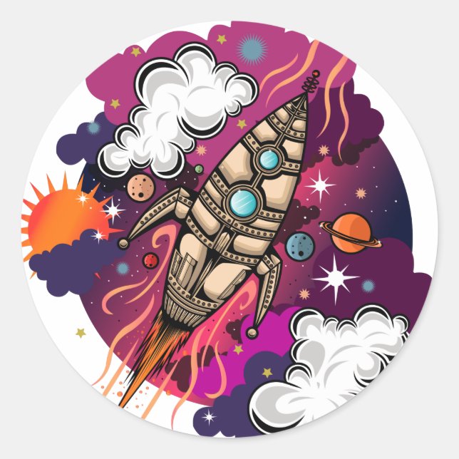 Durch die Galaxie Runder Aufkleber (Vorderseite)