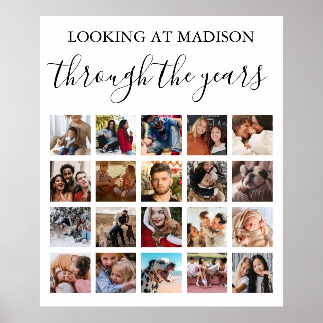 Durch die Jahre 20 Square Foto Collage Poster (Vorne)