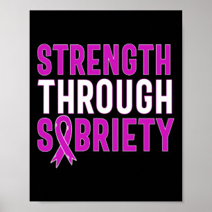 Durch die Sobriend Addiction Lila Schleife Poster